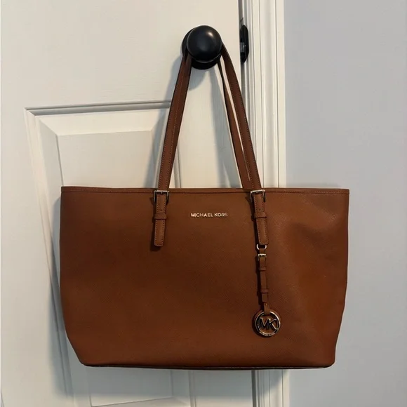 Michael Kors Cognac Saffiano Leather Tote with Gold Hardware - Picture 1 of 8